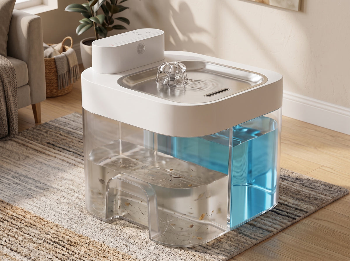Clean water on one side.
Used water on the other.