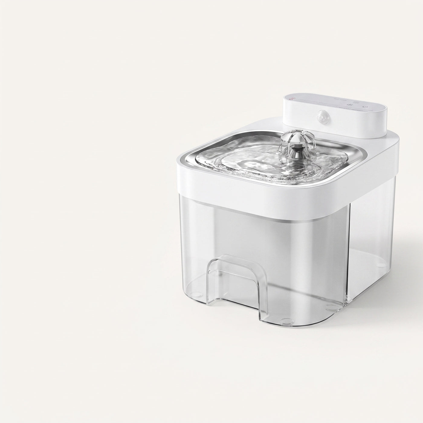 The cat water fountain on a plain studio background